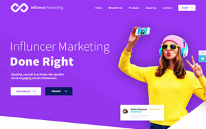 Landing page design for Influence Marketing
