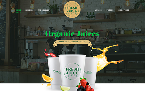 Landing page design for Juice Cafe, Coffee,